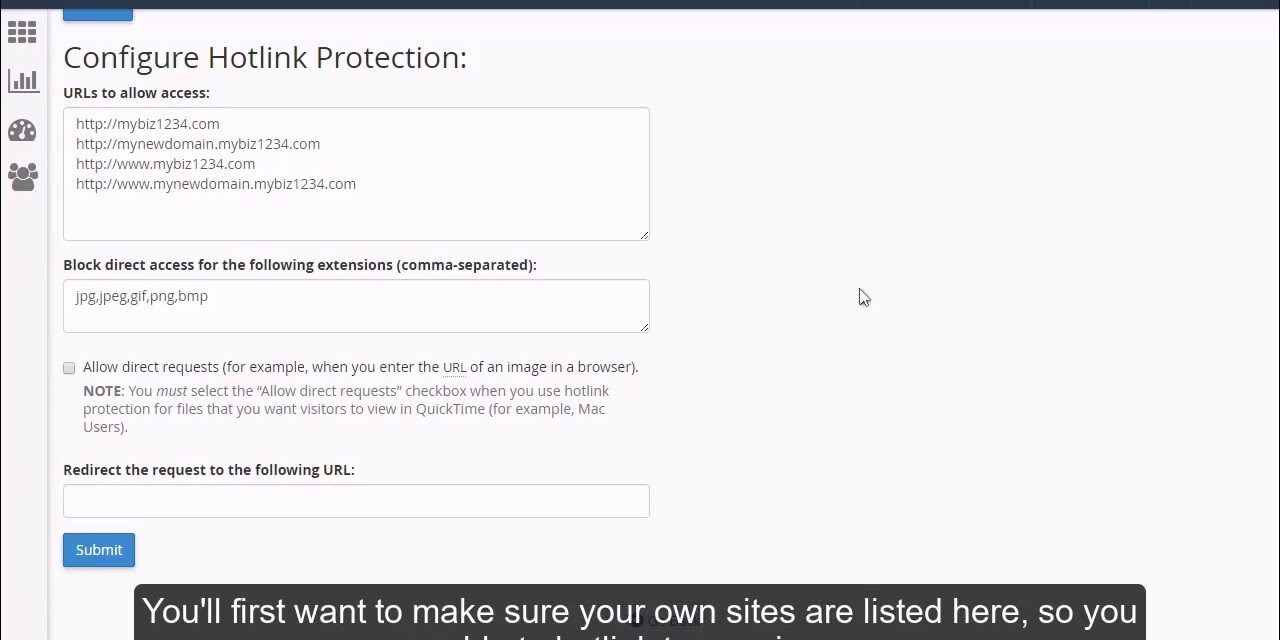 cPanel – Enabling Hotlink Protection